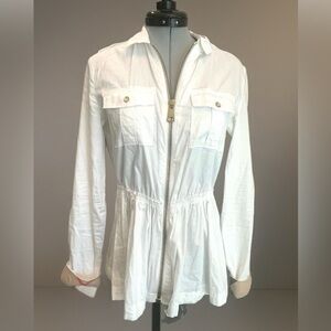 Burberry Brit Zip Up jacket, peplum, epaulettes,Nova check cuffs, XS, like new